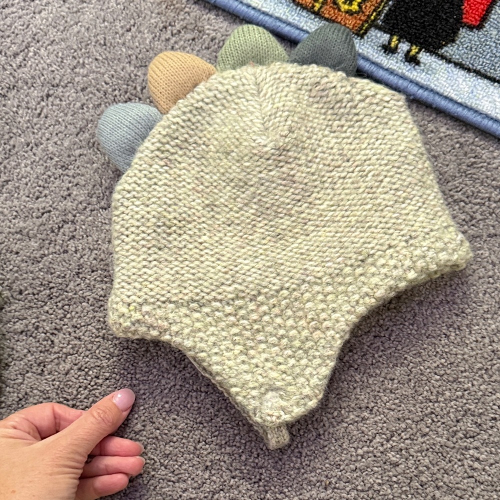 Cat & Jack Dinosaur Knit Hat and Mittens - Cream and Multicolor - Picture 3 of 4